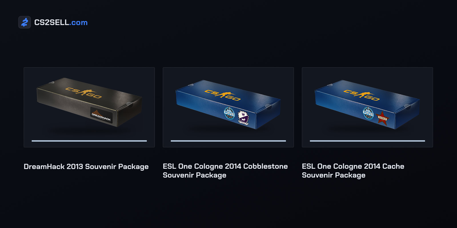 The first Major's souvenir package, and two from Cologne 2014, the first Major played on Cobblestone and Cache