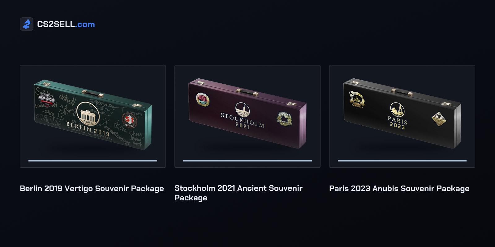 Souvenir packages from the first Majors played with Vertigo, Ancient and Anubis in the pool