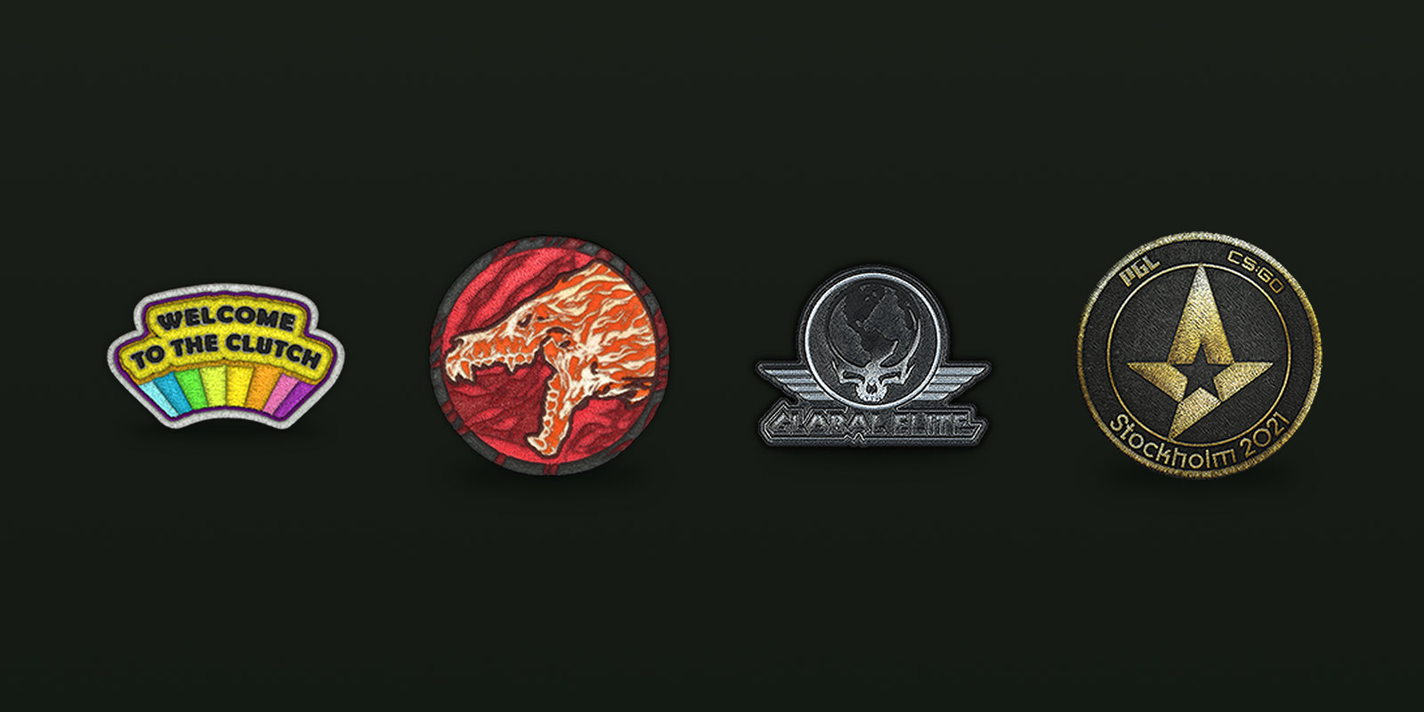 Patches from the CS:GO Patch Pack, the Metal Skill Groups set and Stockholm 2021