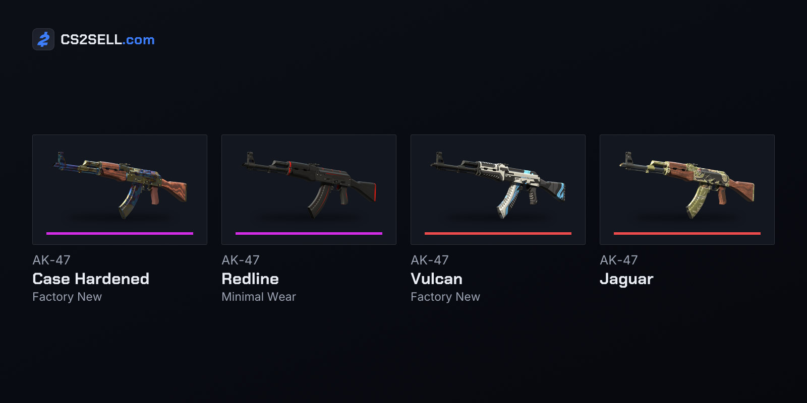 Four of the first AK-47 case finishes, from 2013 and 2014