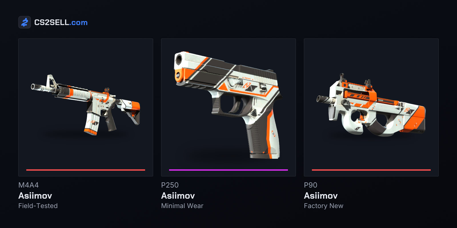 The cleanest wear the M4A4, P250 and P90 versions can reach