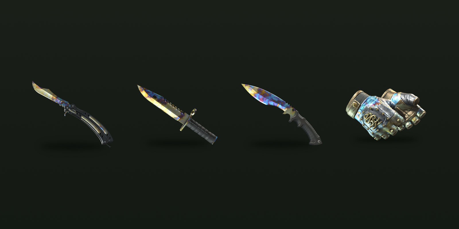 The finish on knives and on Hydra Gloves