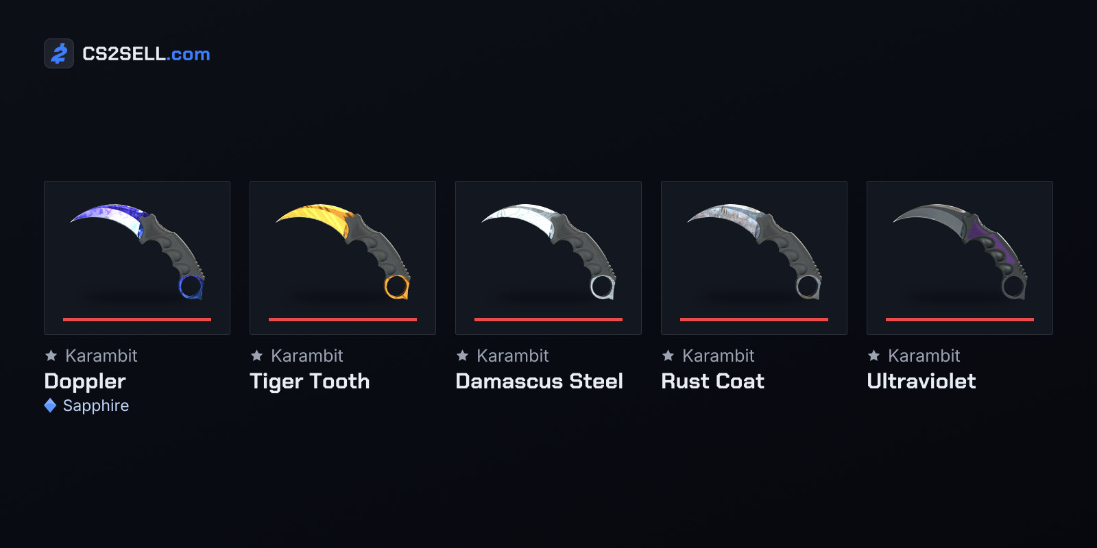 The Karambit in five of the six Chroma finishes