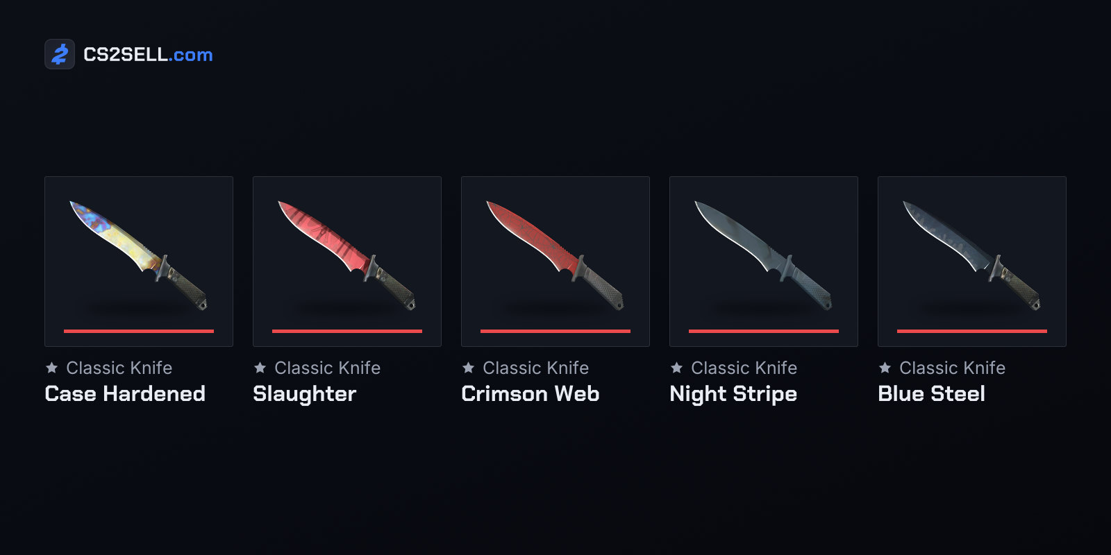 Five of the Classic Knife's 13 versions