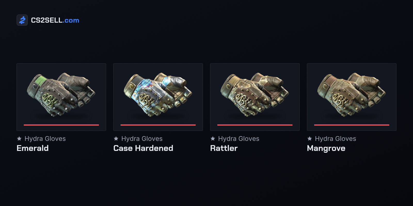 All four Hydra Gloves, the type the Clutch Case introduced