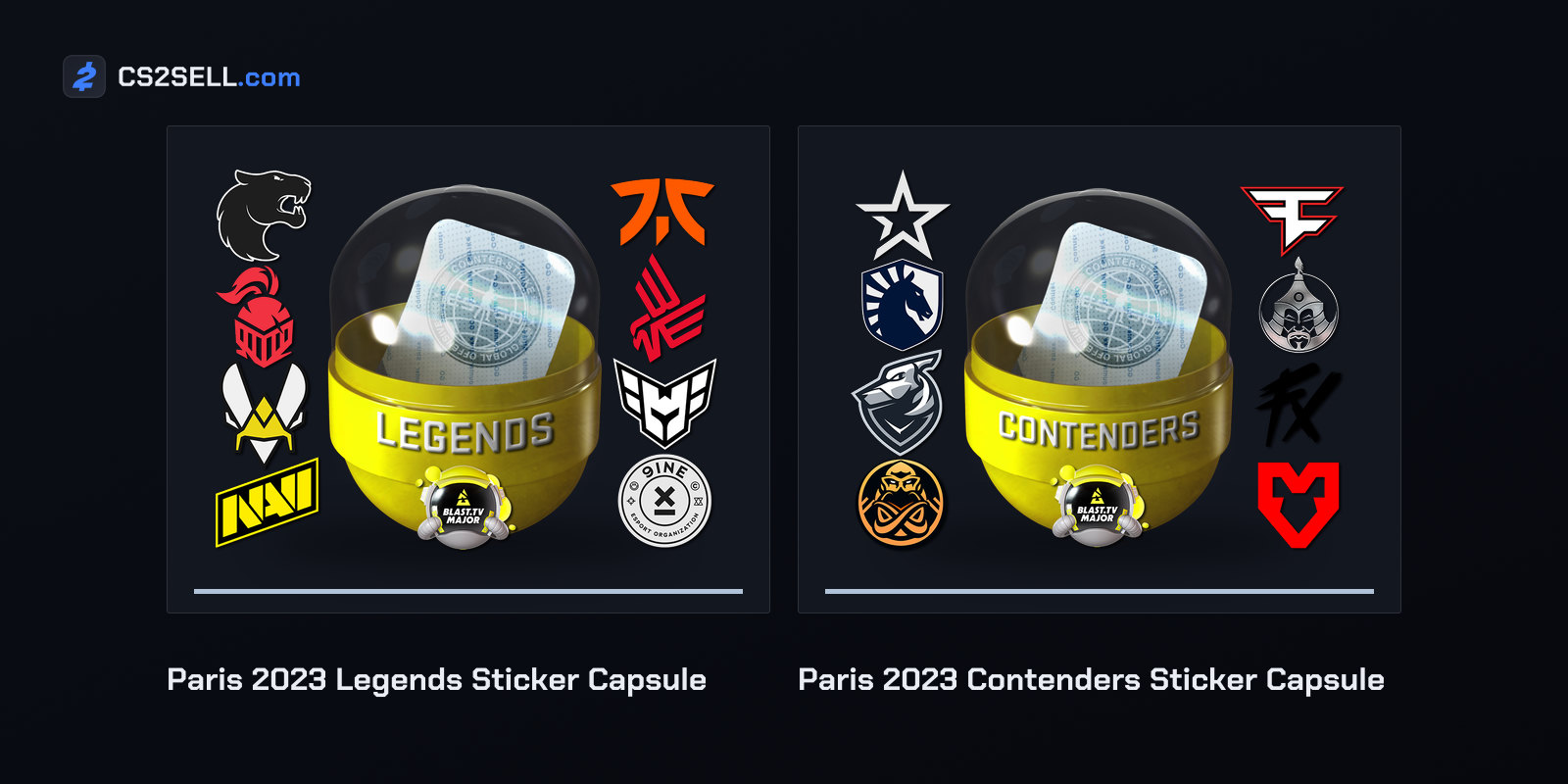 Paris Major capsules, on sale from May to September 2023 while CS2 was in testing