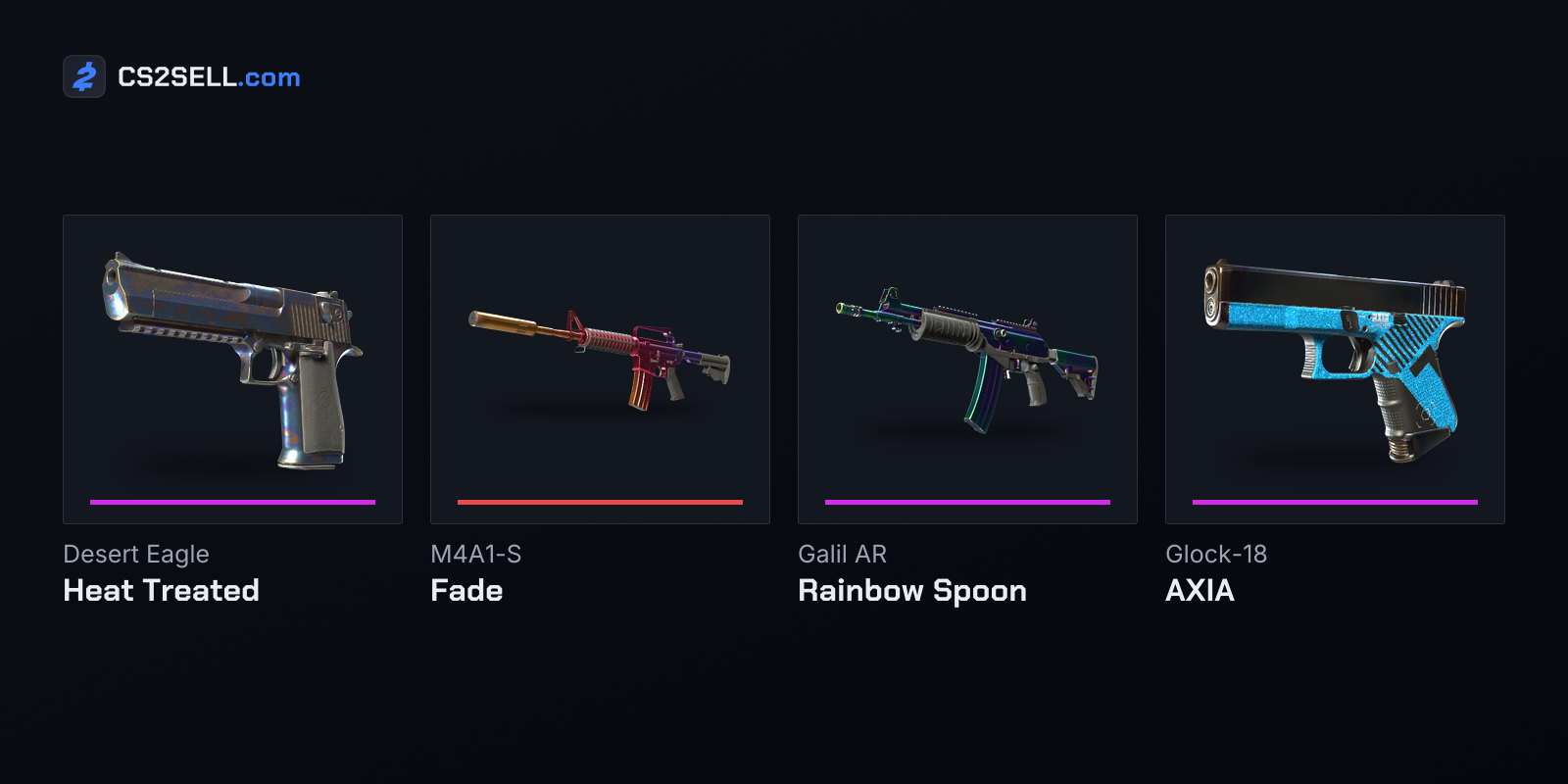 The limited edition Heat Treated Deagle and the Covert and both Classified skins from Sport & Field