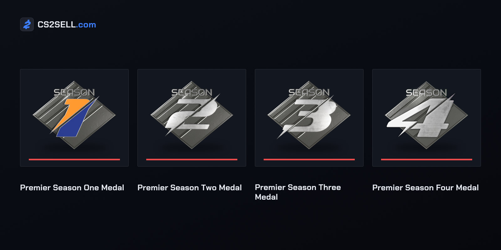 Medals from the first four Premier seasons; from Season Two on, they went to players with an active CS Rating and at least 25 wins