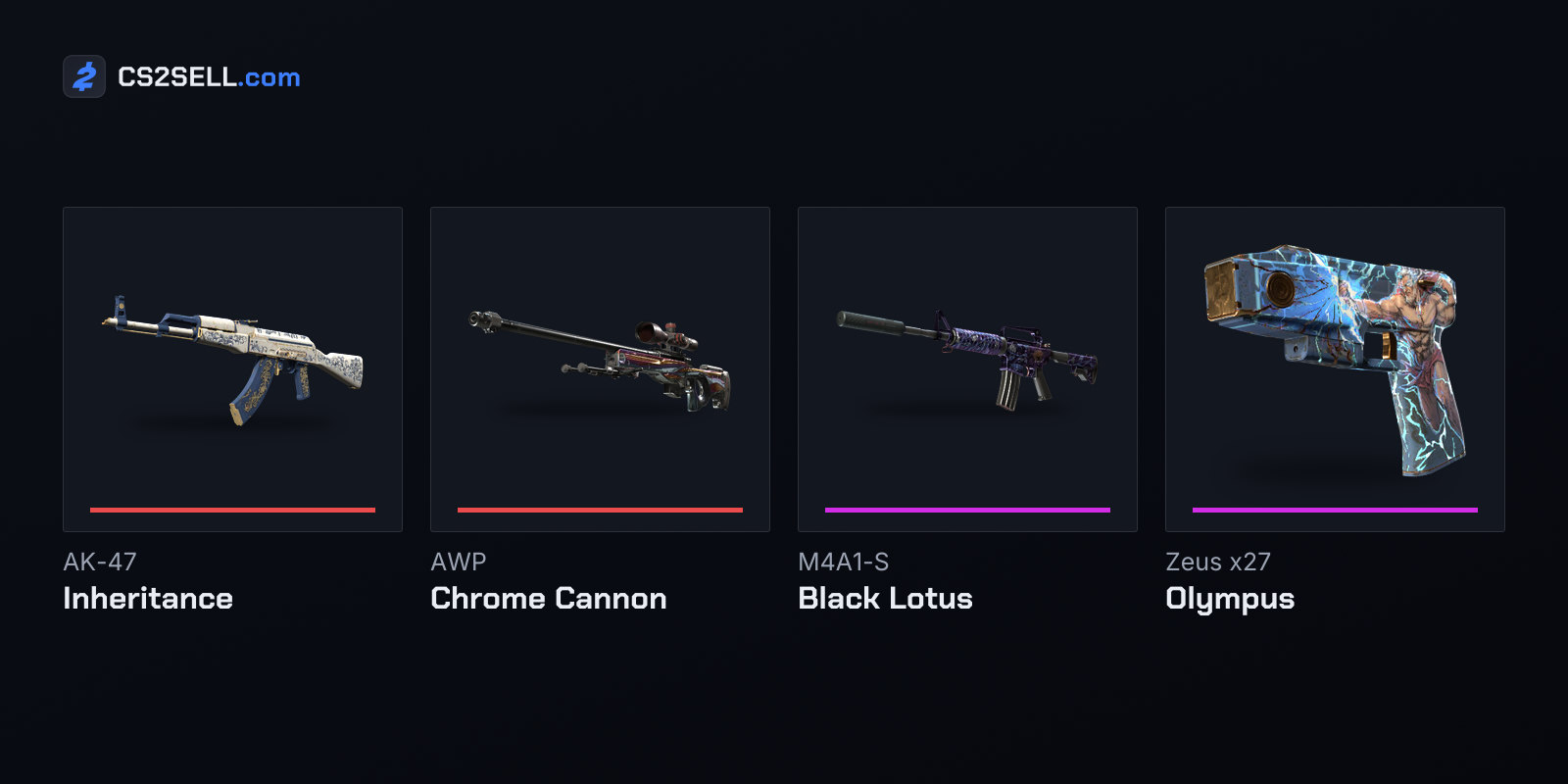Both Covert finishes and two of the three Classified finishes from the Kilowatt Case