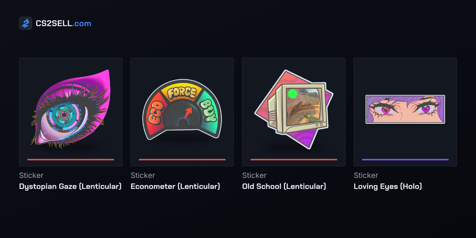 The capsule's three Extraordinary lenticular stickers and one of its holos