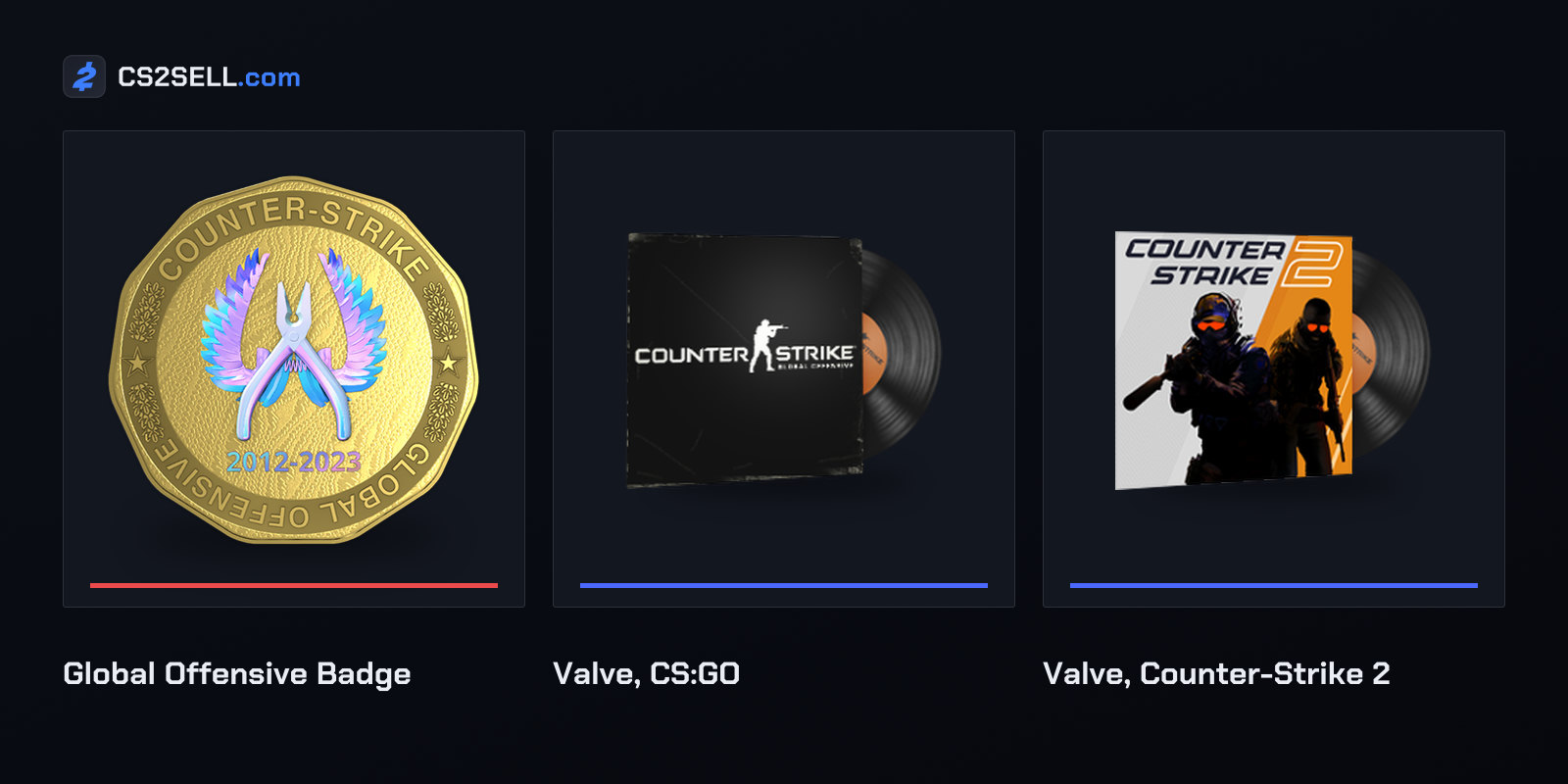 The badge and CS:GO music kit given to CS:GO veterans, and the official Counter-Strike 2 music kit