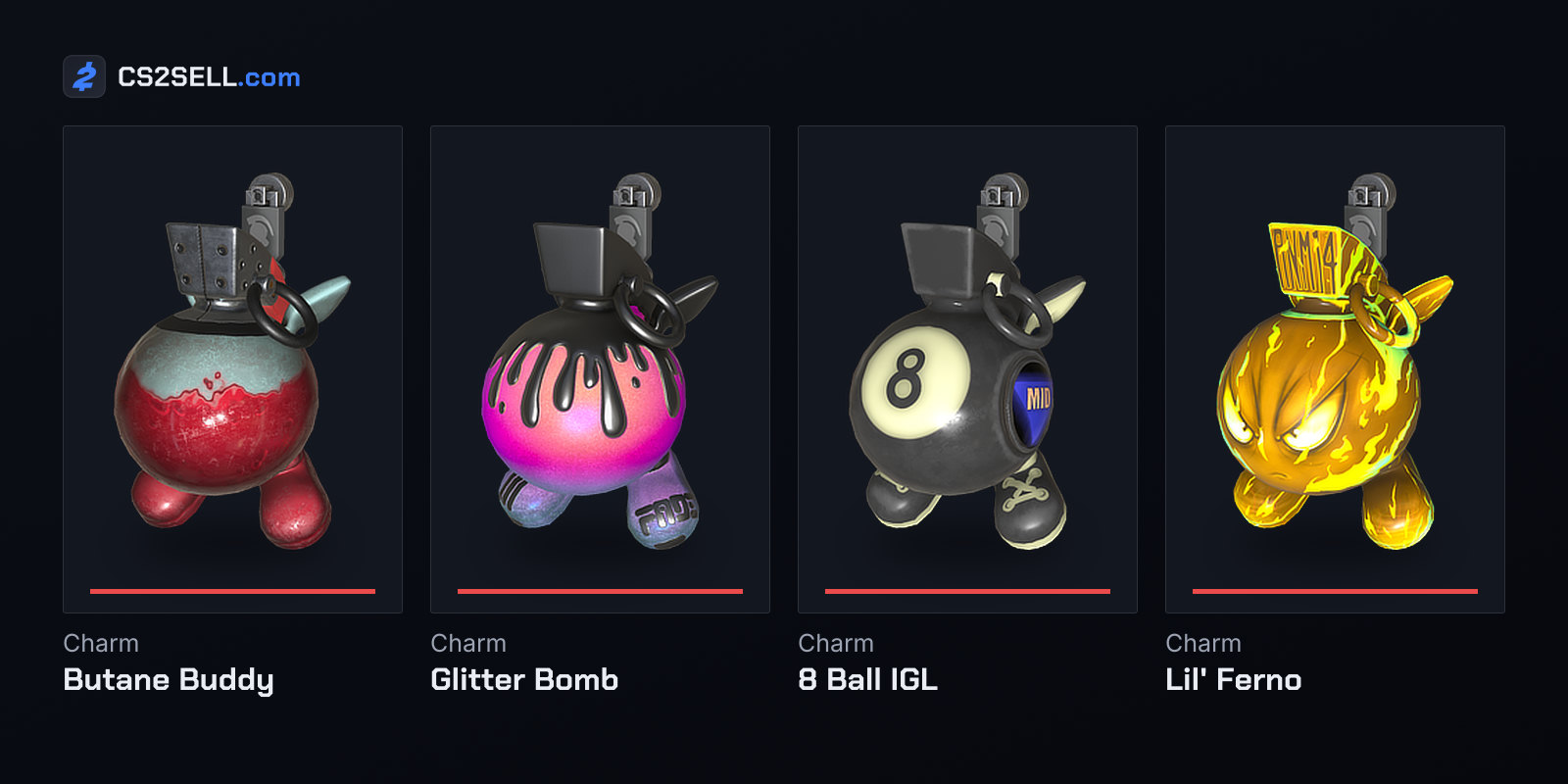 The four Extraordinary Dr. Boom charms
