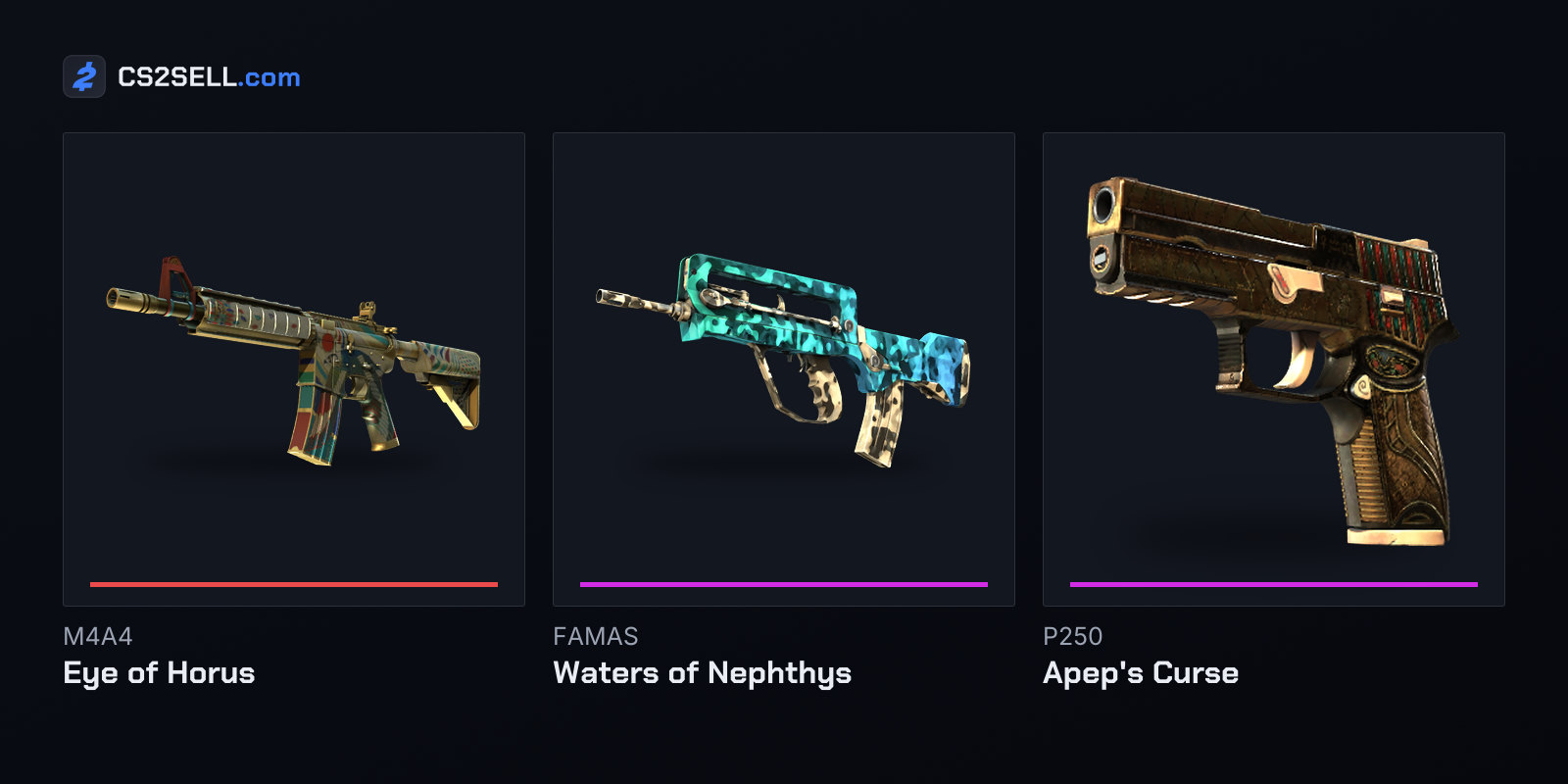 The top skins of the Anubis Collection, named after the map that returned to Active Duty