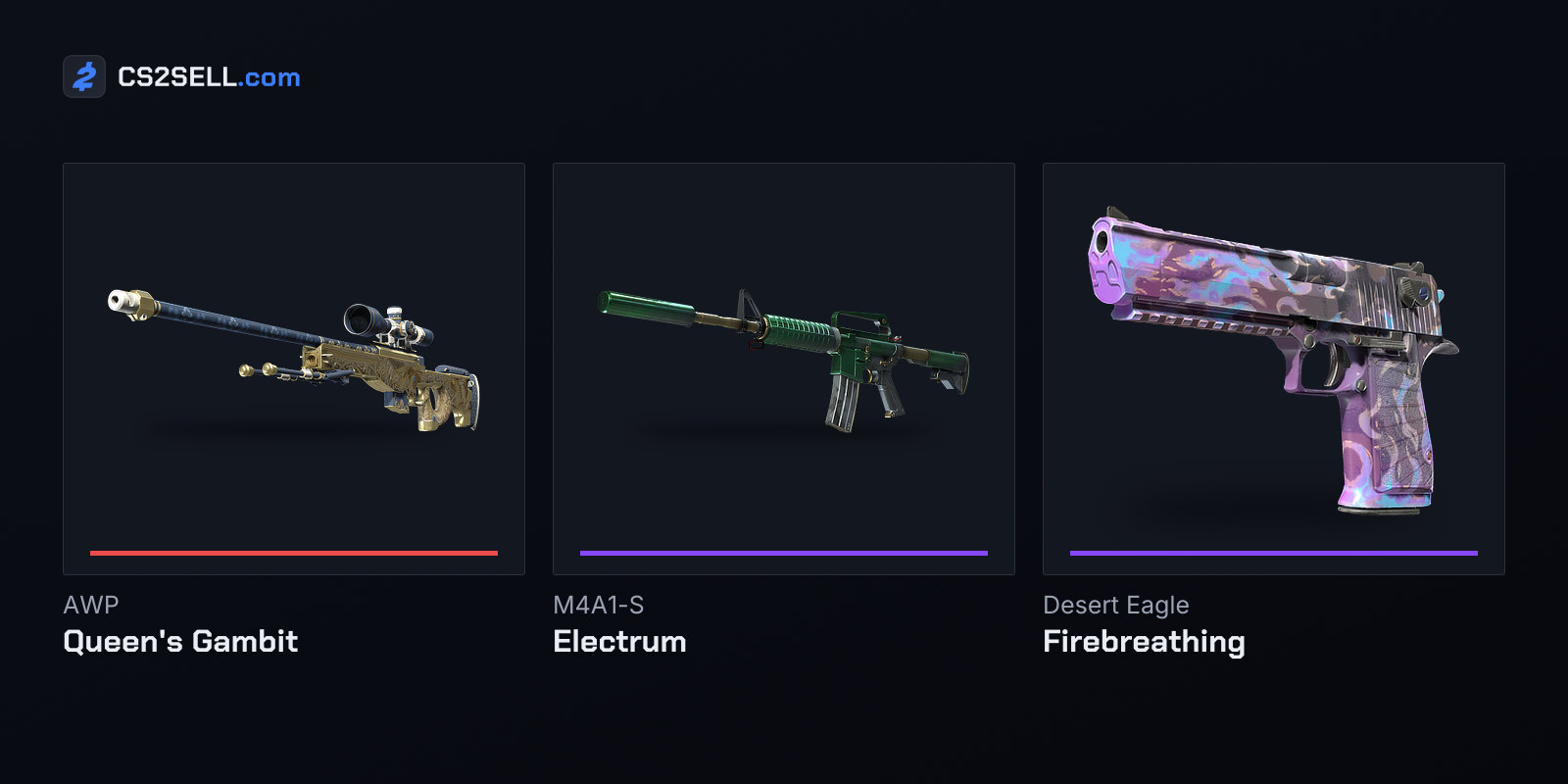 Skins for three weapons whose reserve ammo went down