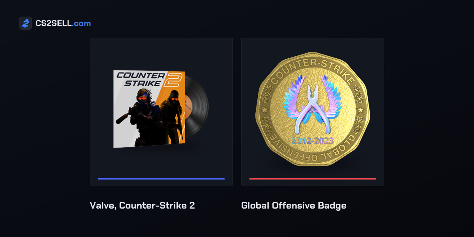 The Counter-Strike 2 music kit and the CS:GO veterans' badge from the September 2023 launch, when sub-tick reached every player