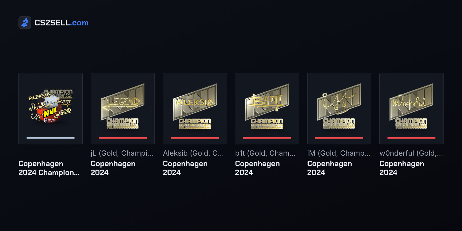 Copenhagen 2024 Champions Autograph Capsule, jL (Gold, Champion) | Copenhagen 2024, Aleksib (Gold, Champion) | Copenhagen 2024, b1t (Gold, Champion) | Copenhagen 2024, iM (Gold, Champion) | Copenhagen 2024, w0nderful (Gold, Champion) | Copenhagen 2024
