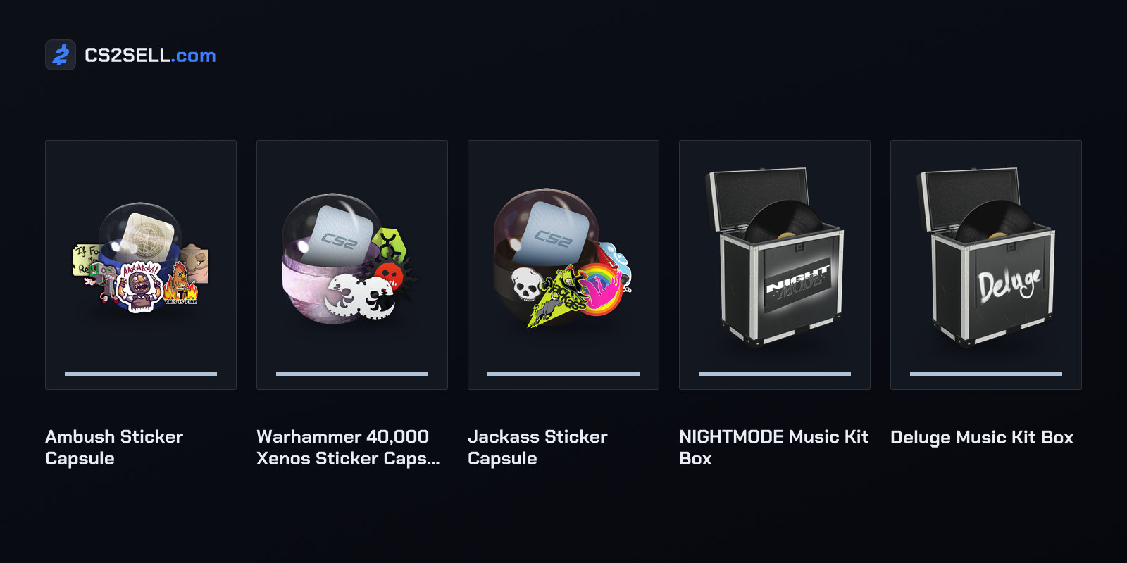 Sticker capsules and music kit boxes released since launch, from Ambush in 2024 to Jackass in 2026