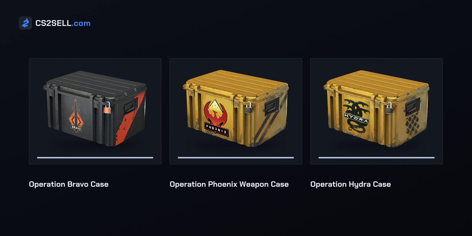 Cases from three of the four CS:GO operations whose maps included Agency