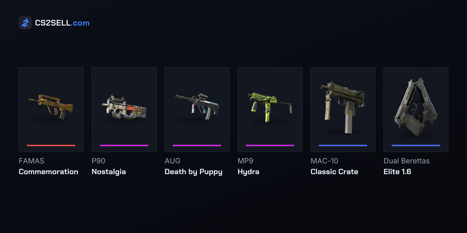 Anniversary-themed skins from the CS20 Case