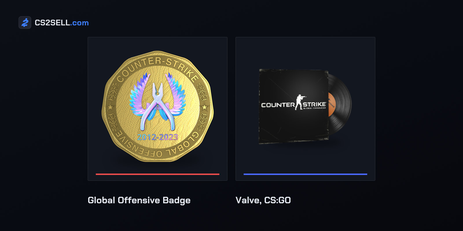 The badge and CS:GO music kit that long-time players received in CS2 when it replaced CS:GO