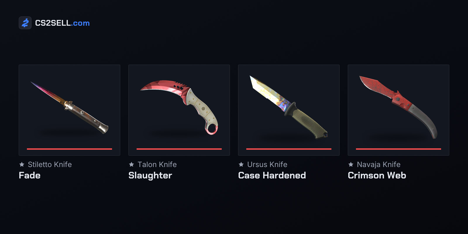 The four Horizon knives, shared between the Horizon and Danger Zone cases