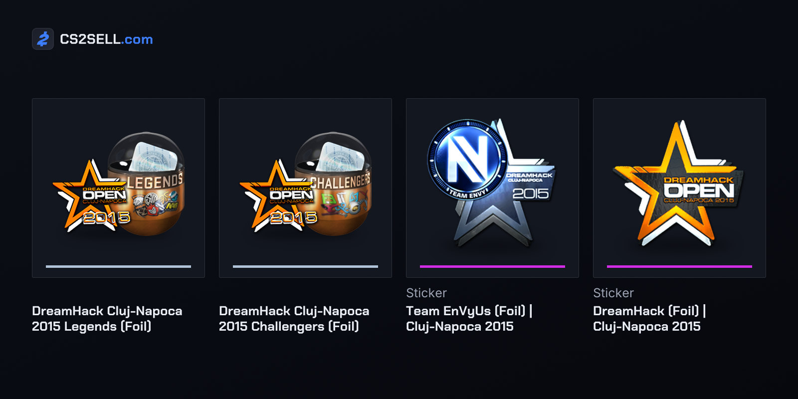 The two team capsules, the champions' foil logo and the foil DreamHack event sticker