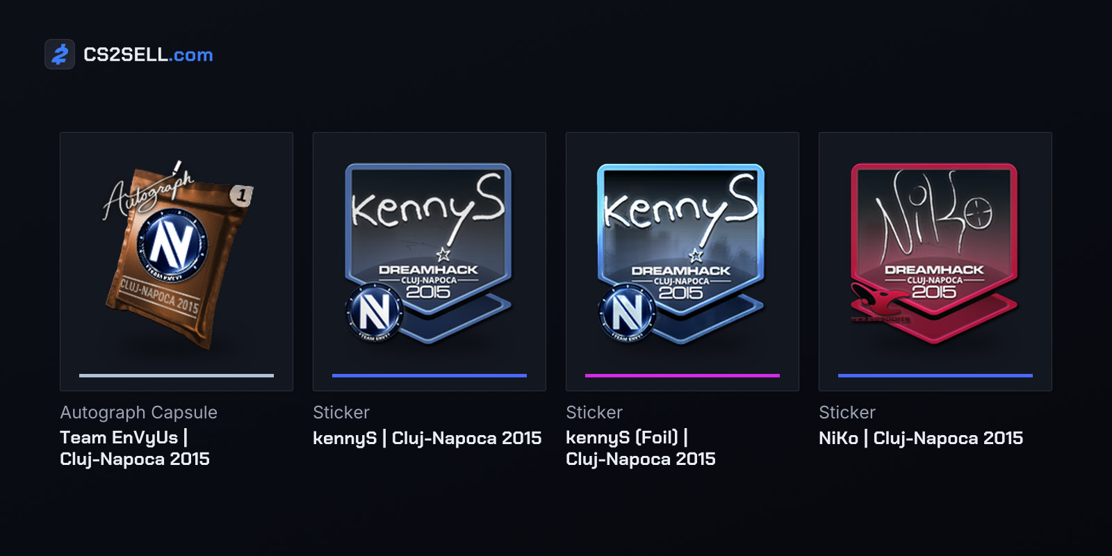 The EnVyUs autograph capsule, the MVP's autograph in paper and foil, and NiKo's first Major autograph