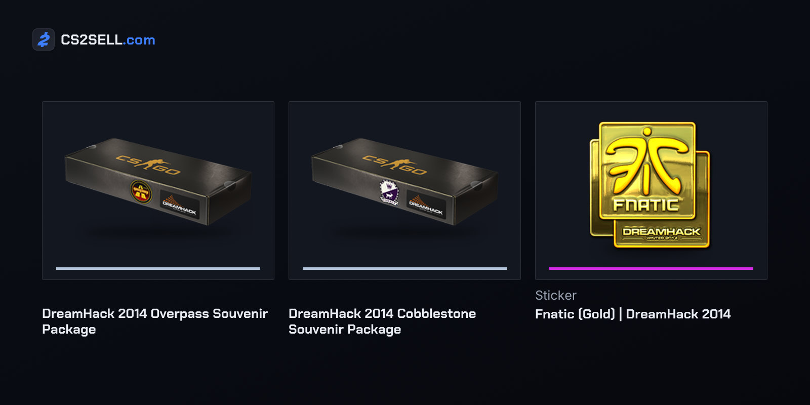 The Overpass and Cobblestone packages and a Souvenir-only gold Fnatic sticker