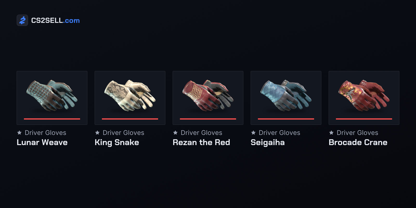 Driver Gloves from each of the four sources