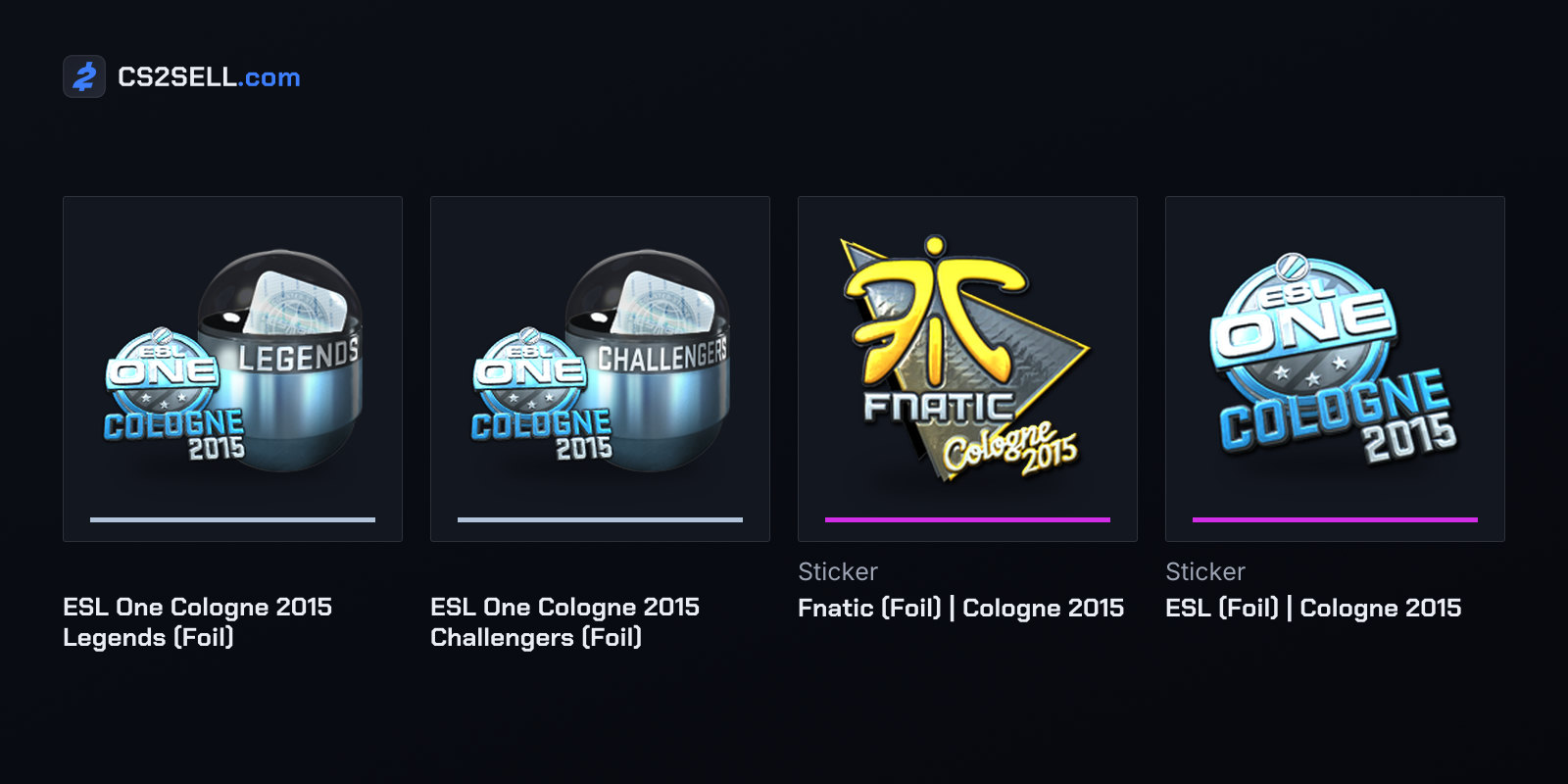 The two team capsules held only foil stickers, including the champions' logo and the ESL event sticker