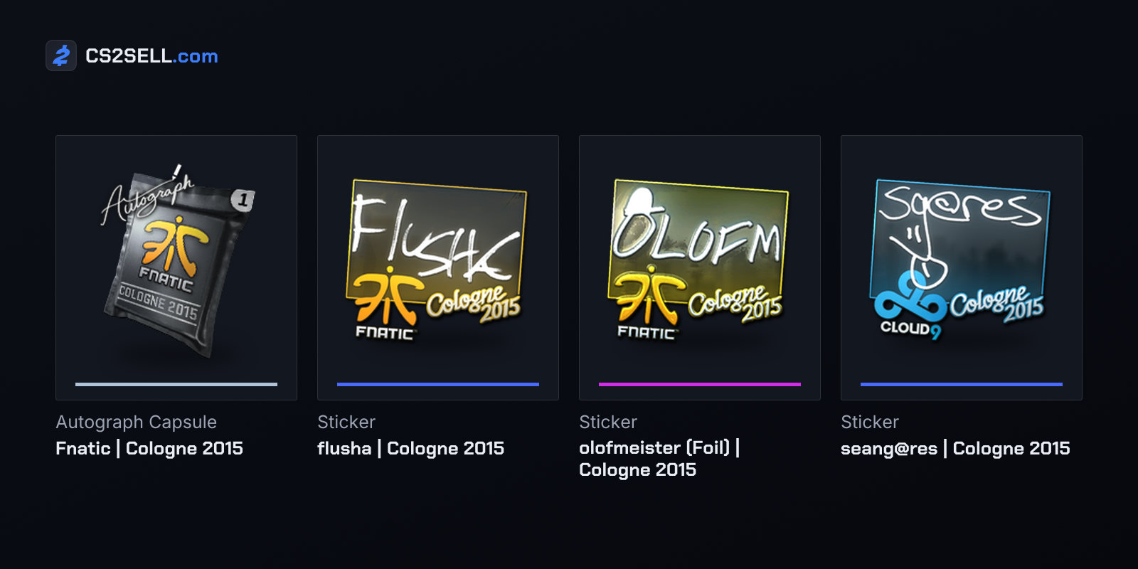 The Fnatic team autograph capsule, paper and foil Fnatic autographs, and the seang@res name