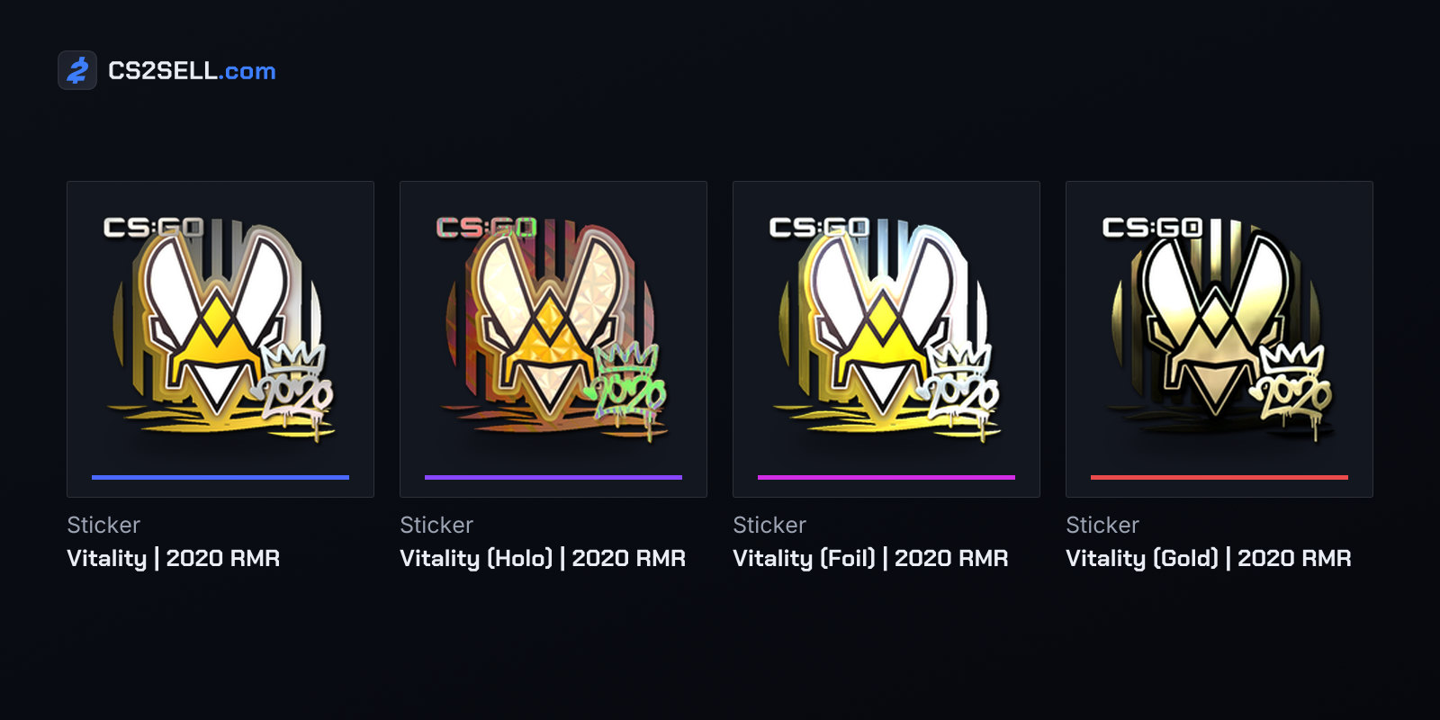 Vitality, one of the eight Legends, in all four finishes