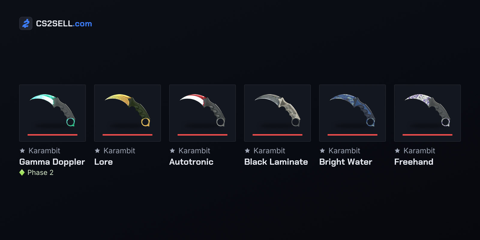 The Karambit in all six Gamma finishes