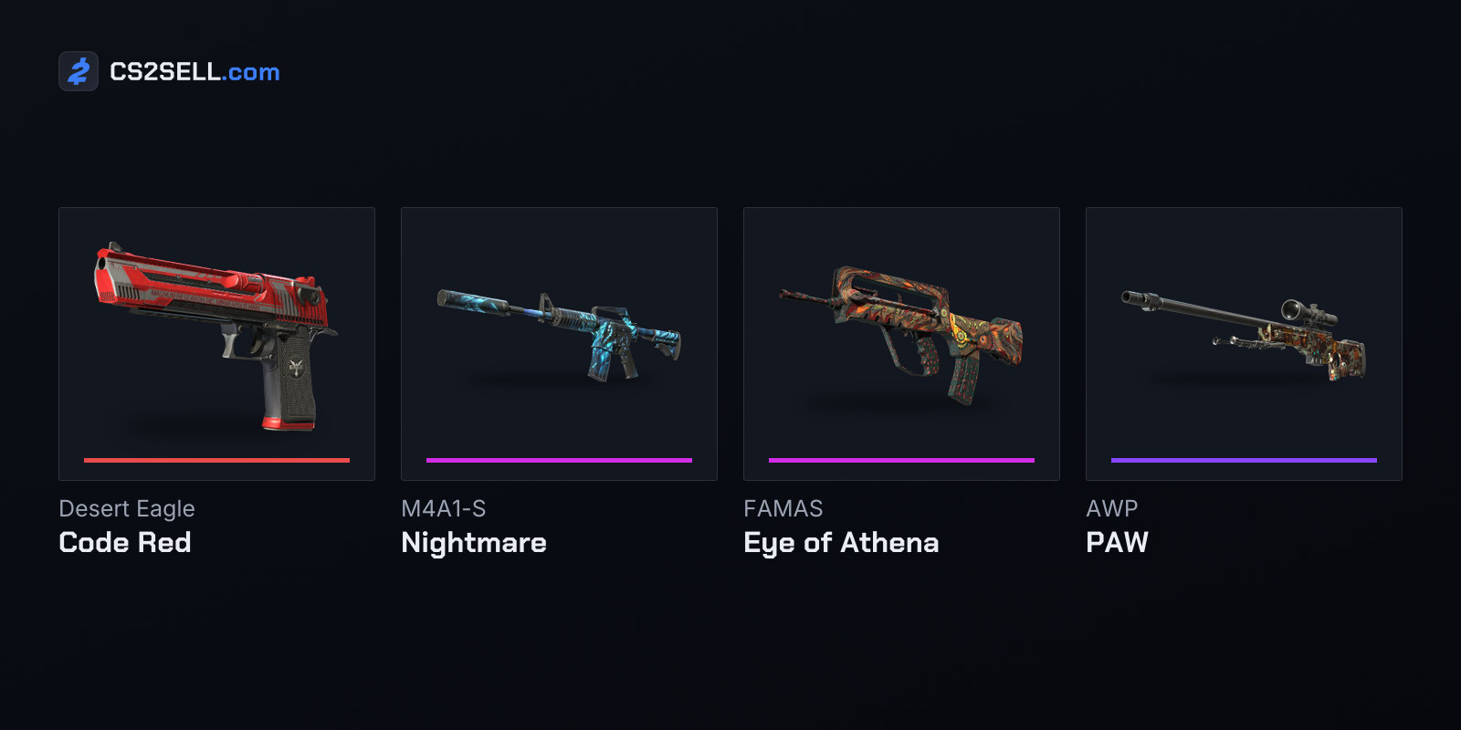 The second Covert, the Classified M4A1-S and FAMAS, and the Restricted AWP | PAW