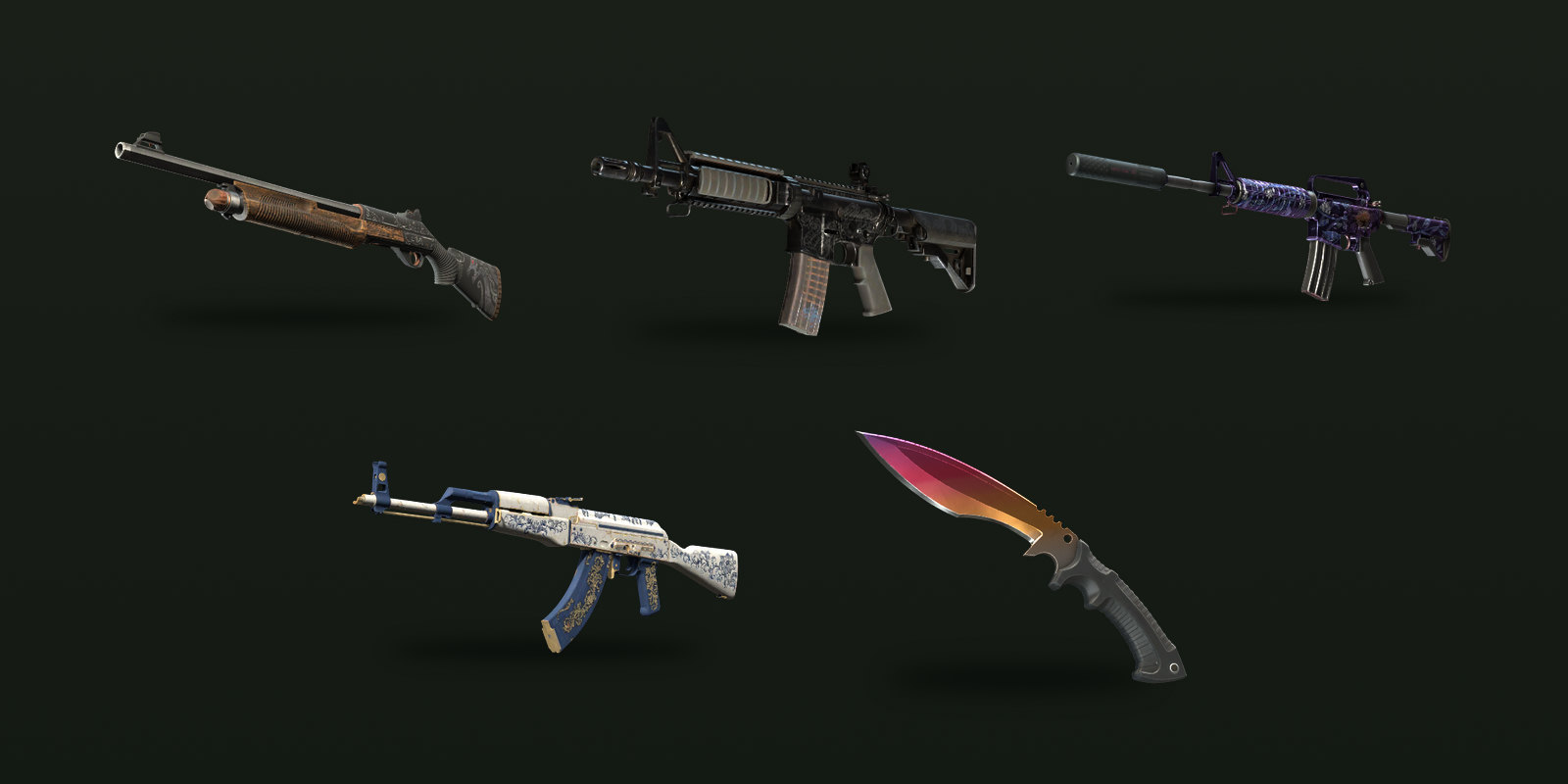 One Kilowatt Case item from each tier, from Mil-Spec up to a rare special knife