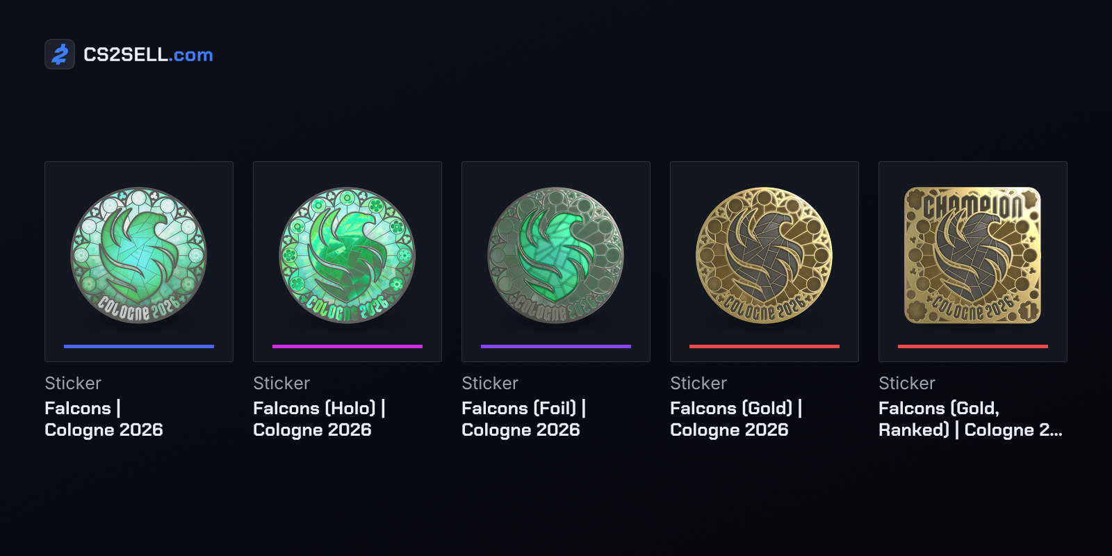 The Falcons logo in the four event finishes and the later Ranked gold
