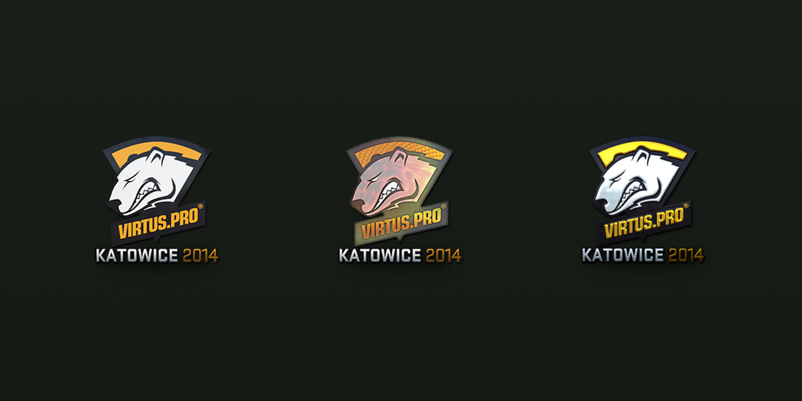 Virtus.pro, the Challengers team that won the event, in paper, holo and the Souvenir-only foil