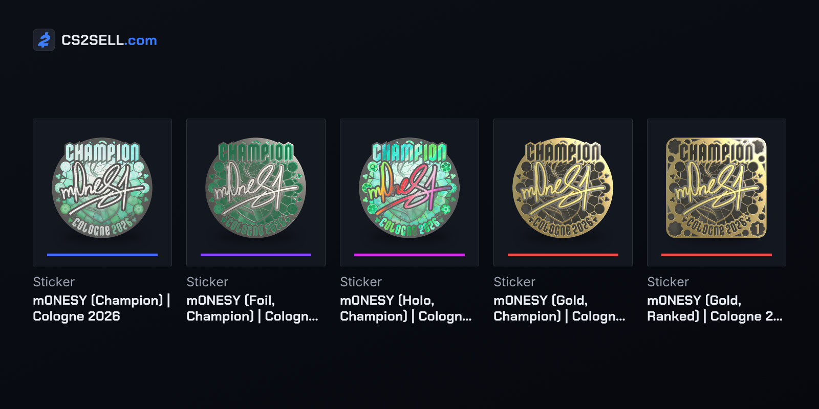 His four Champion autographs and a gold Ranked autograph from Cologne 2026