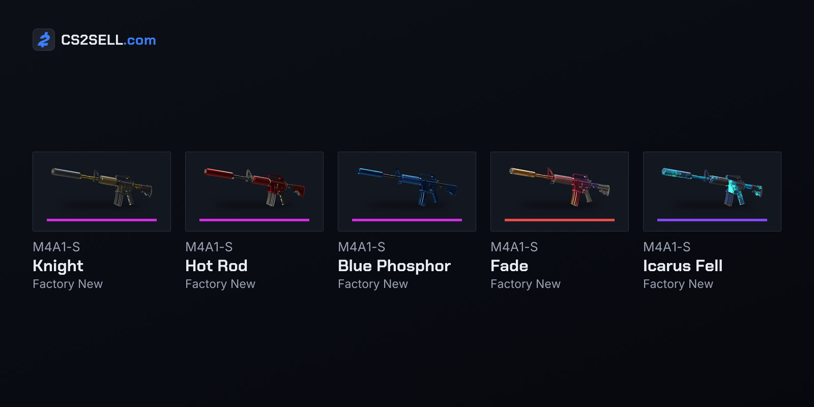 Five M4A1-S finishes that only exist in Factory New and Minimal Wear