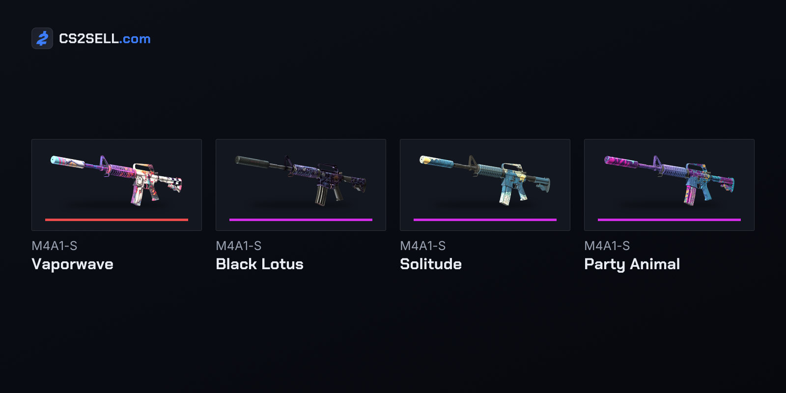 M4A1-S finishes from the Gallery Case, Kilowatt Case, Armory and Harlequin Collection