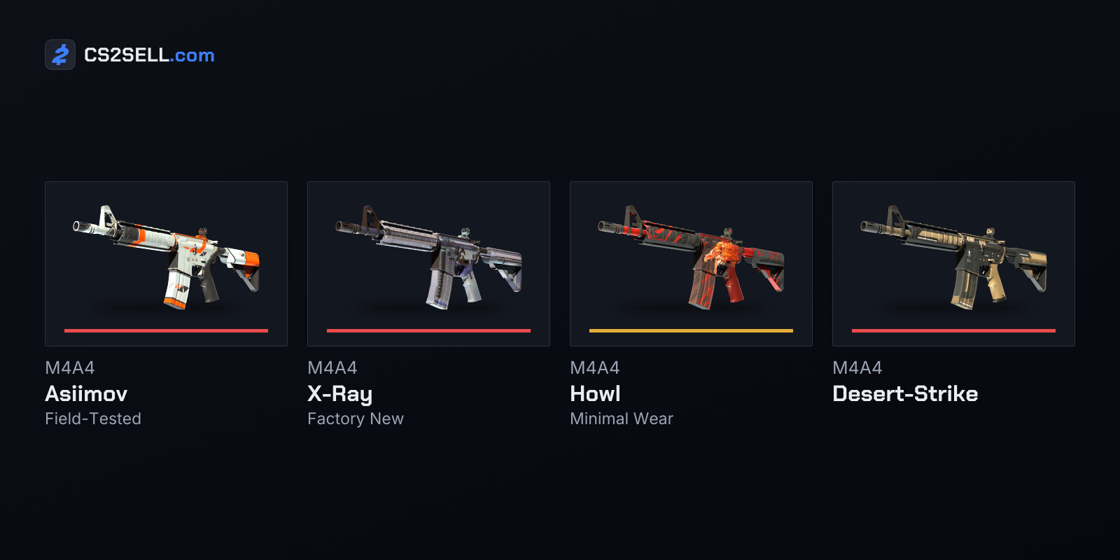 The 2013 Asiimov and X-Ray, the Howl, and the Desert-Strike that replaced it in the Huntsman Case