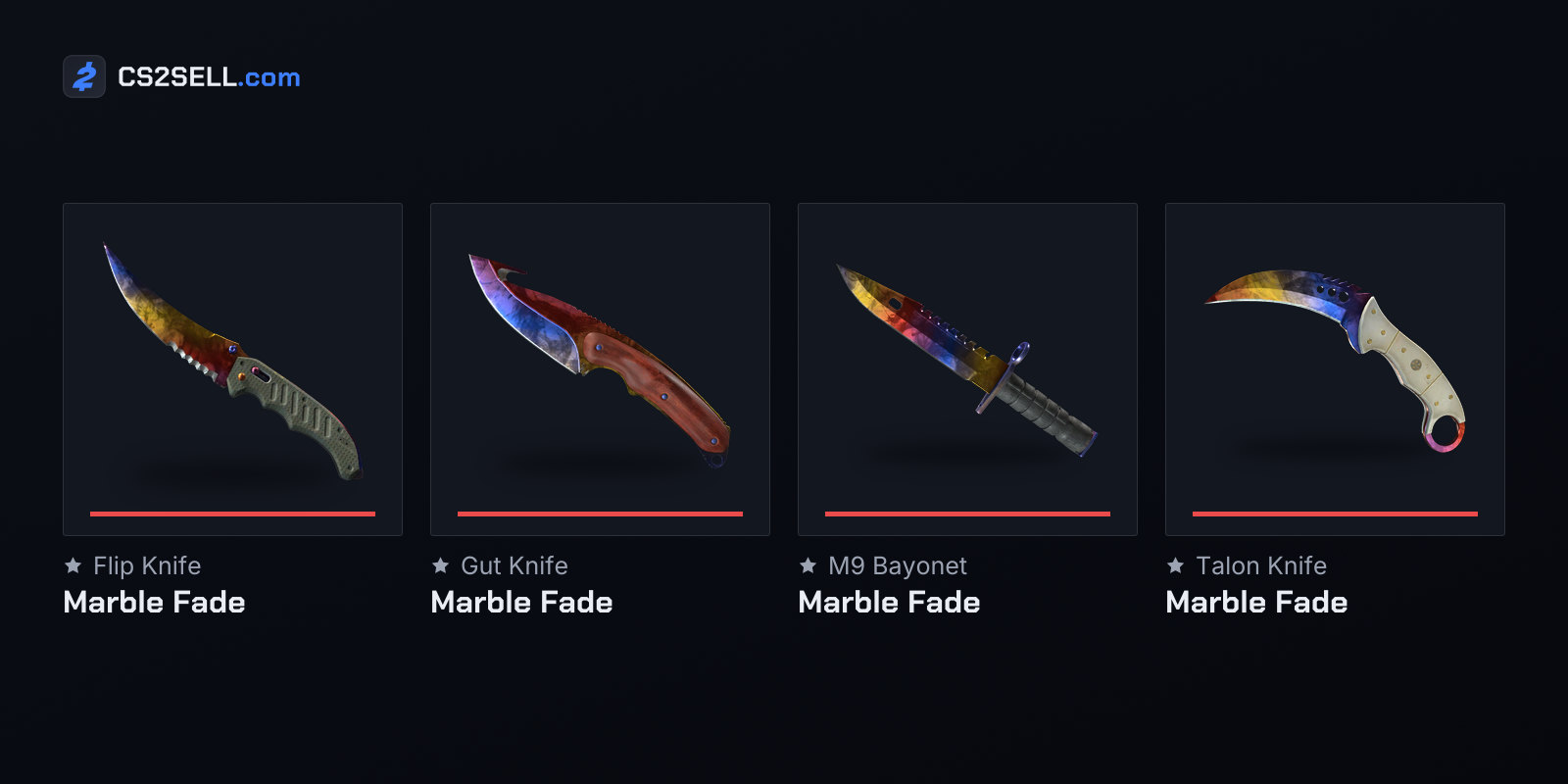 The Flip and Gut can be Fire and Ice; the M9 Bayonet and Talon cannot