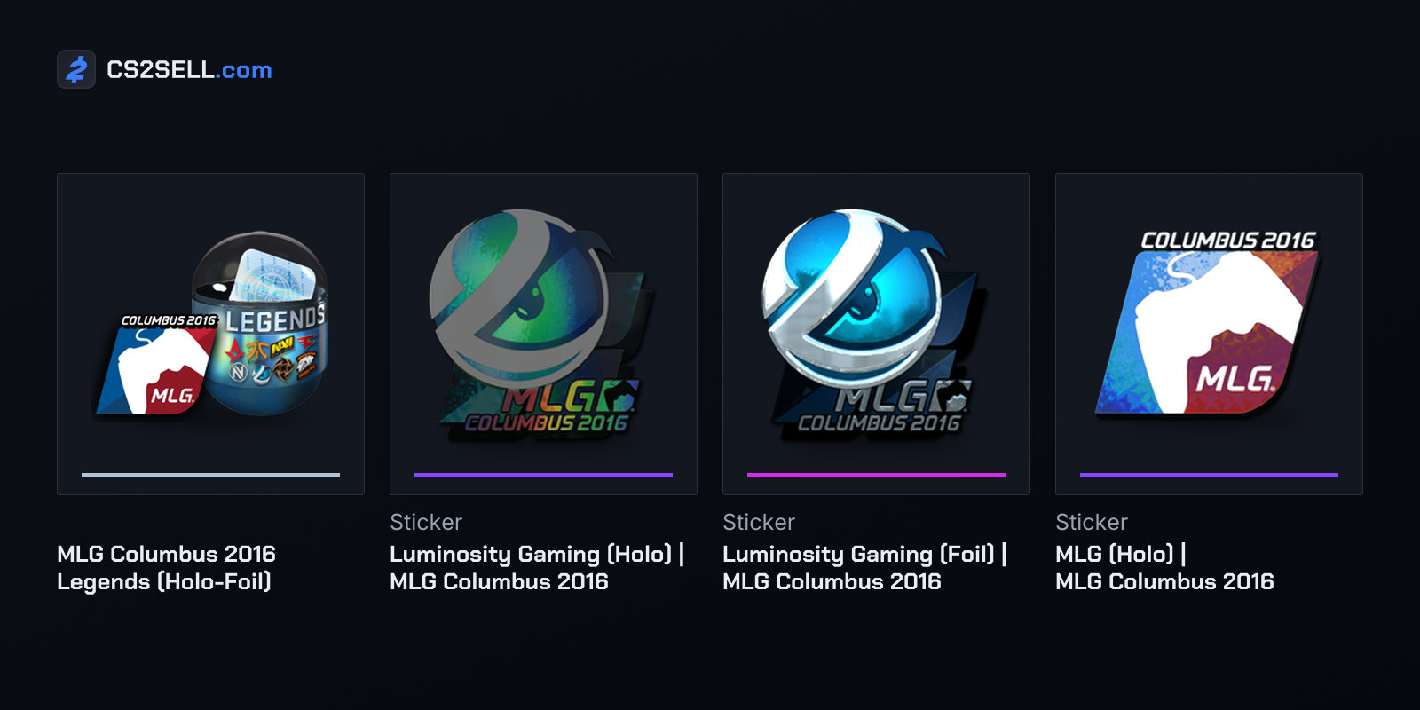 The Legends capsule, the champions' logo in holo and foil, and the holo MLG event sticker