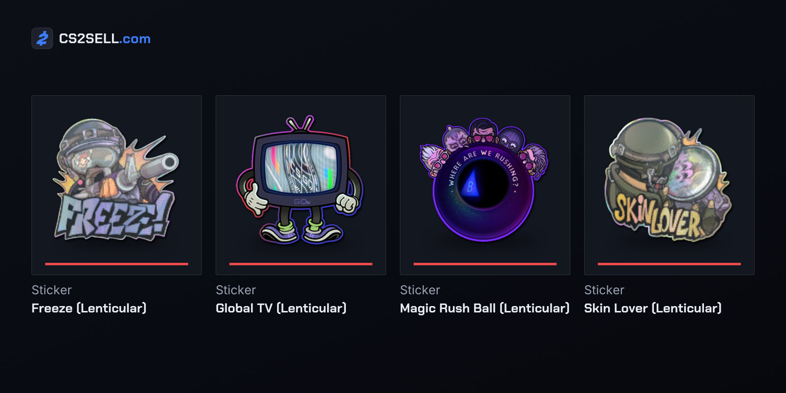Lenticular stickers from the 10 Year Birthday Sticker Capsule, the first with the finish