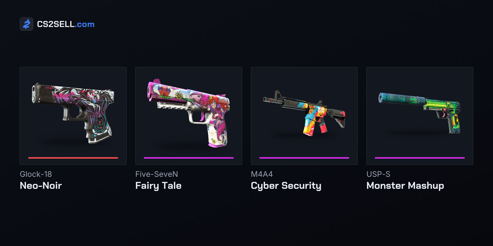 The case's second Covert and its three Classified finishes