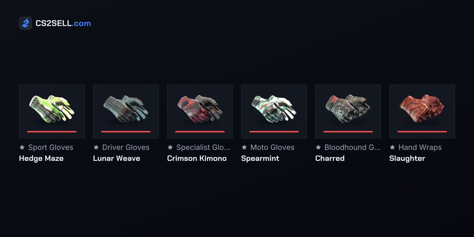 One finish of each glove type in the Hydra Case
