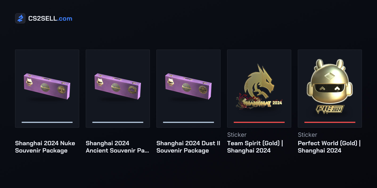 The three grand final packages, with the gold Spirit and Perfect World stickers seen on Souvenirs