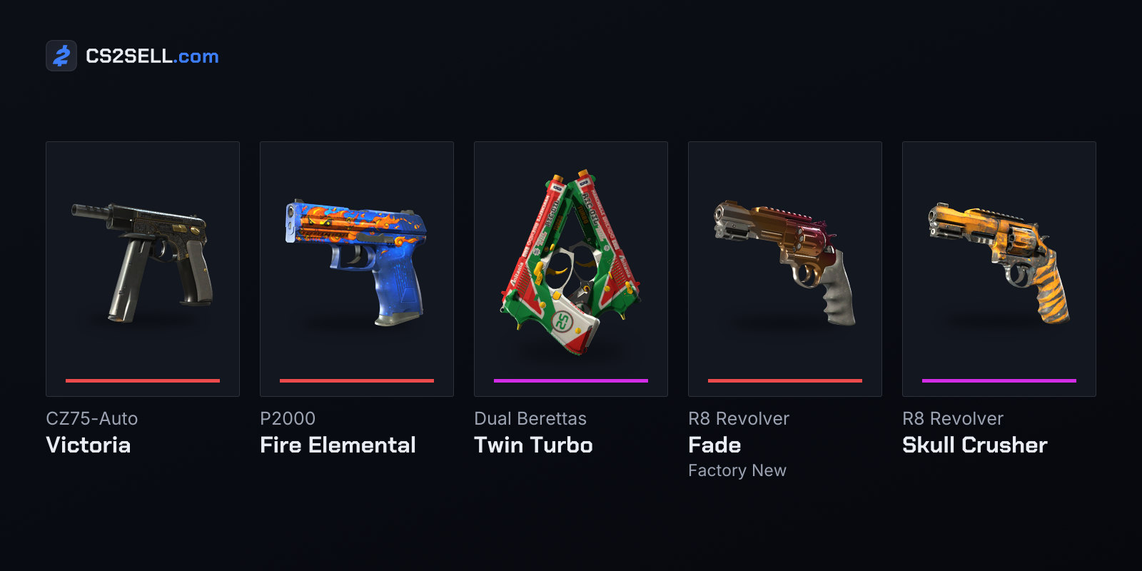 Covert and Classified finishes for the CZ75-Auto, P2000, Dual Berettas and R8