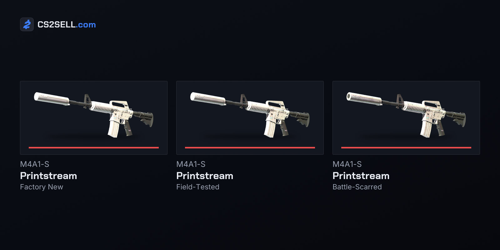 The M4A1-S Printstream at three wear levels