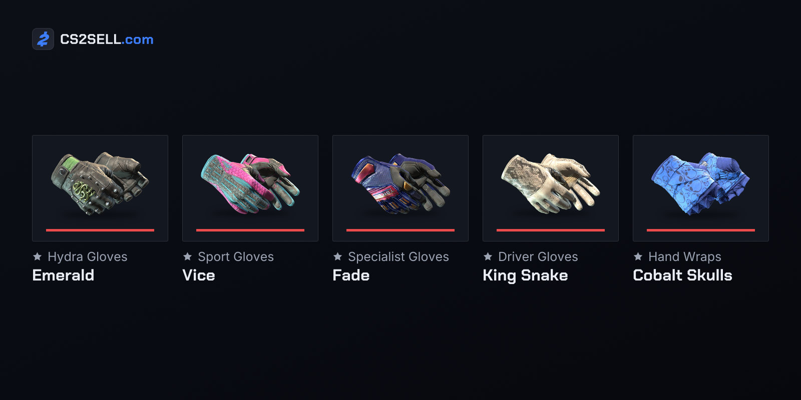 Five pairs from the Clutch glove set in the Revolution Case